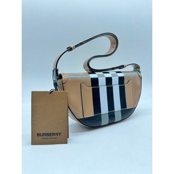 BURBERRY Check patent Olympia shoulder bag - Beige/Camel - Picture 5 of 15